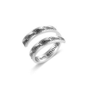 I Am Enough Stainless Steel Inspirational Ring